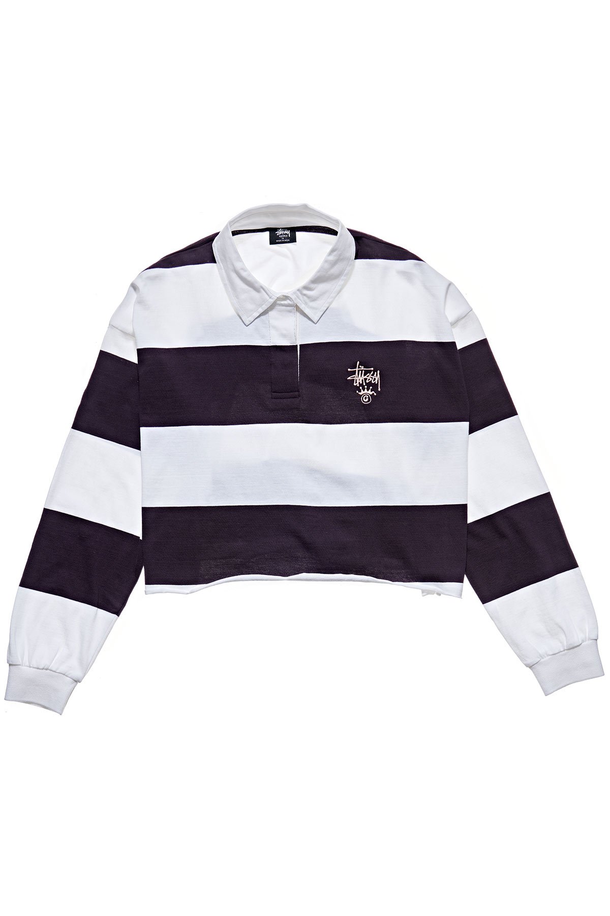 Stussy Womens Monaco Stripe Rugby Long Sleeve T Shirt Dark Purple - SZUCD3180